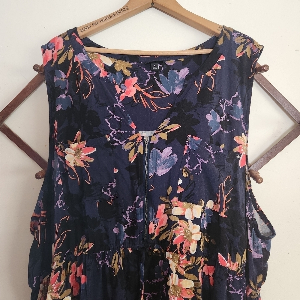 Torrid Tank Mini Dress Floral Blue Pink Tie Waist Plus Sixe 6 X - Picture 3 of 10